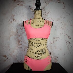 Frederick's of Hollywood Pink Strappy Criss-cross Bikini